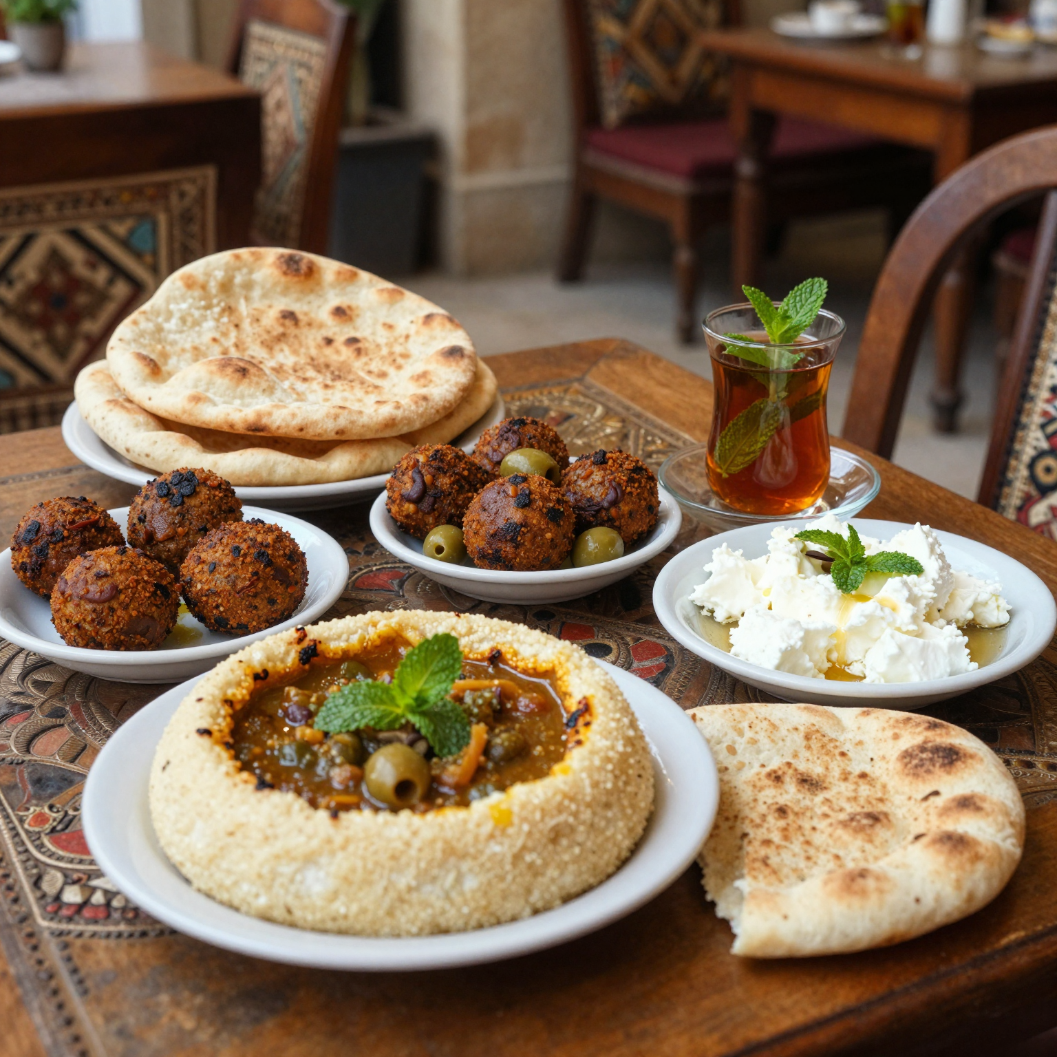 Typical breakfast in Alexandria, showcasing local dishes and ingredients