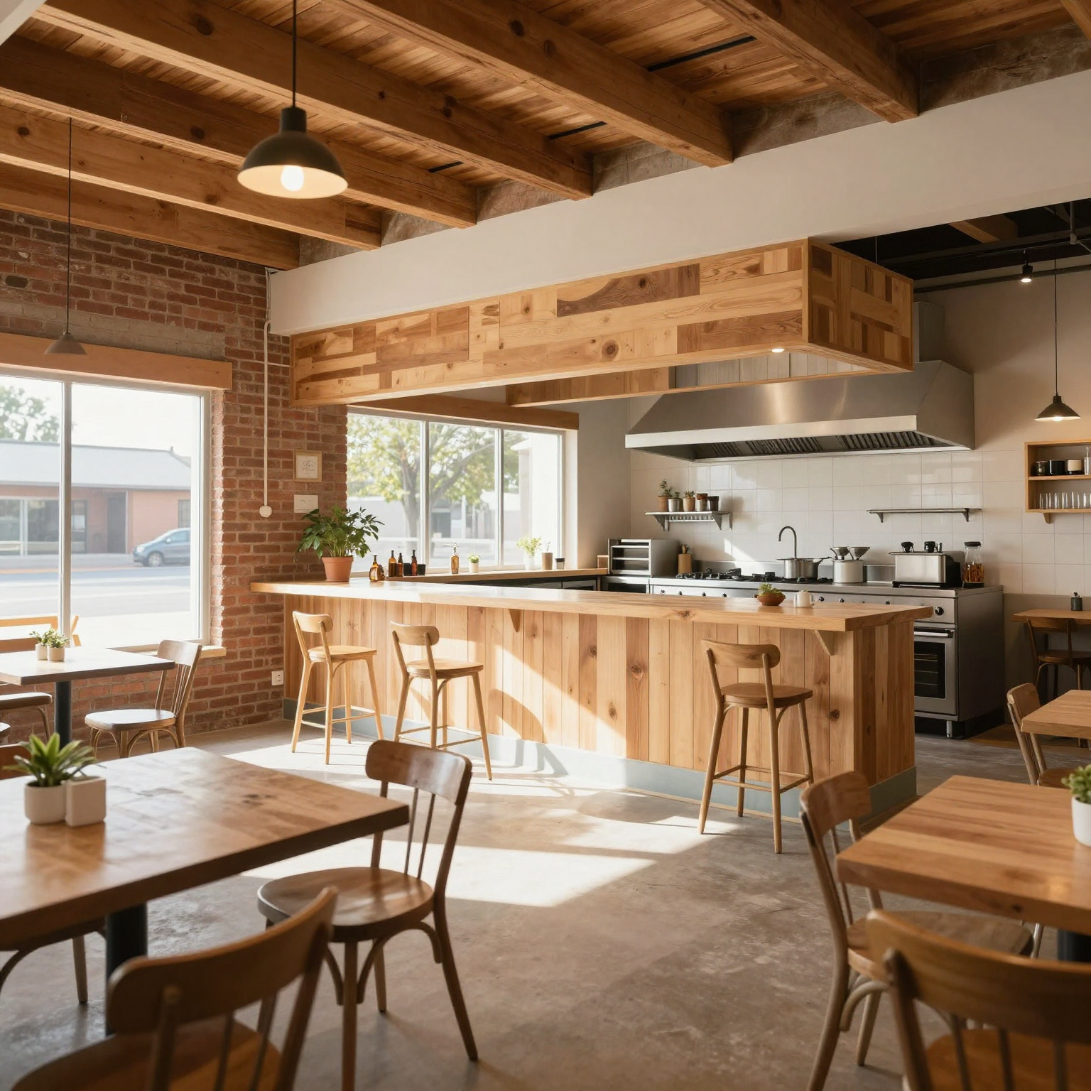 Breakfast restaurant interior renovation showing build-out process