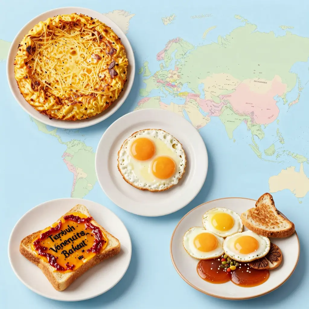 various breakfast dishes from around the world