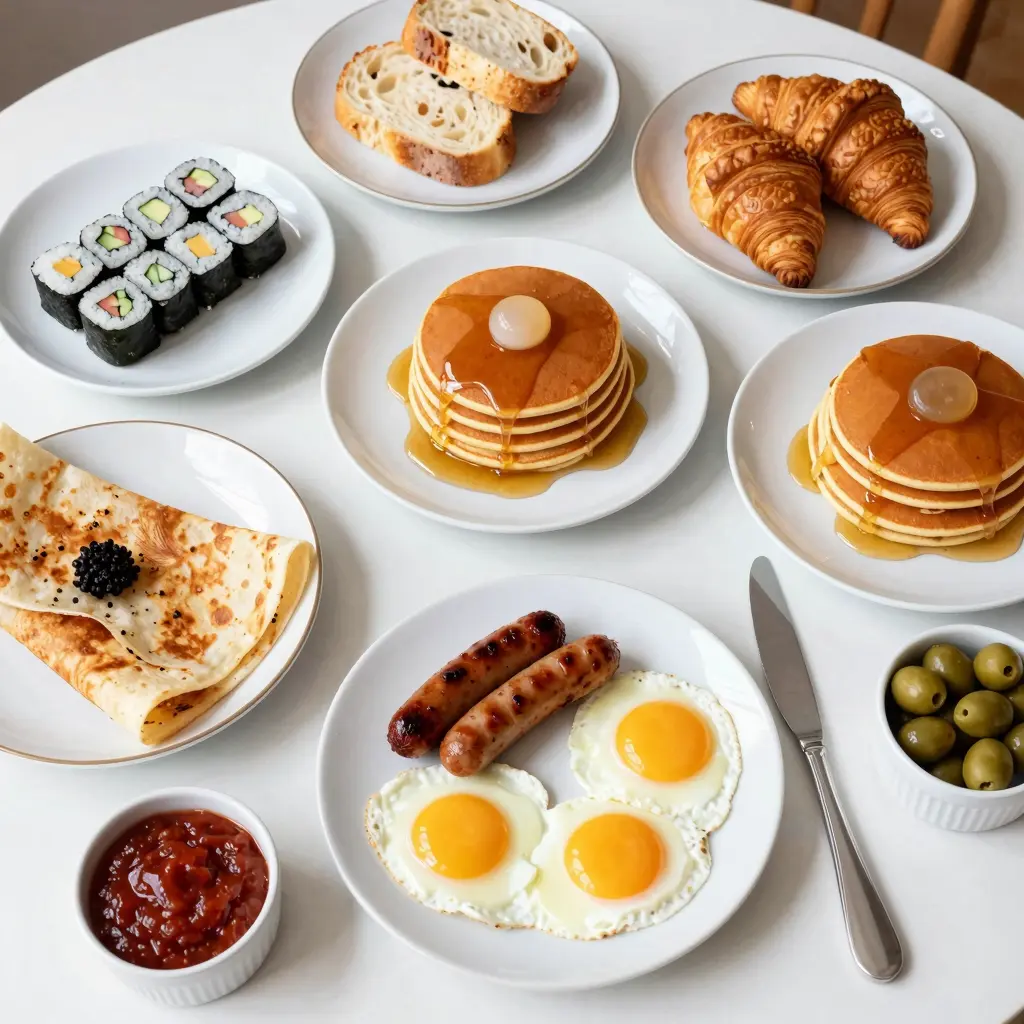 A diverse breakfast table from around the world